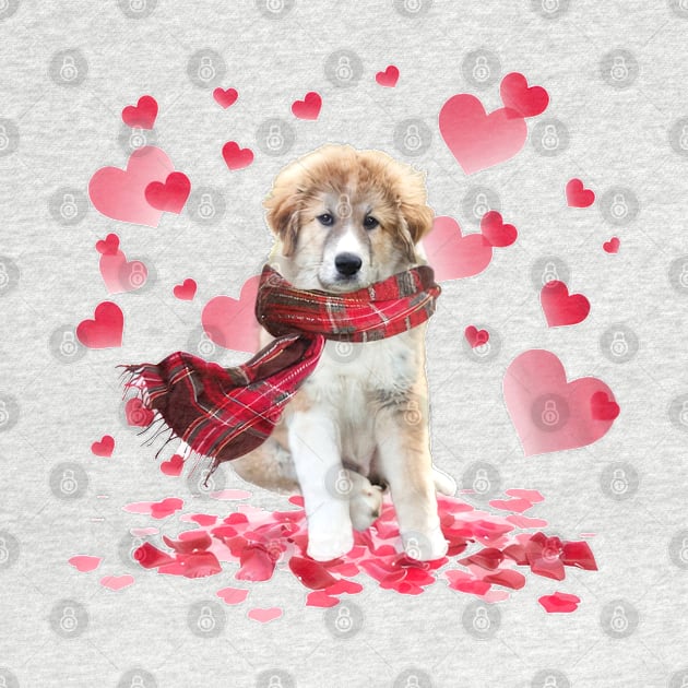 Great Pyrenees Hearts Love Happy Valentine's Day by cyberpunk art